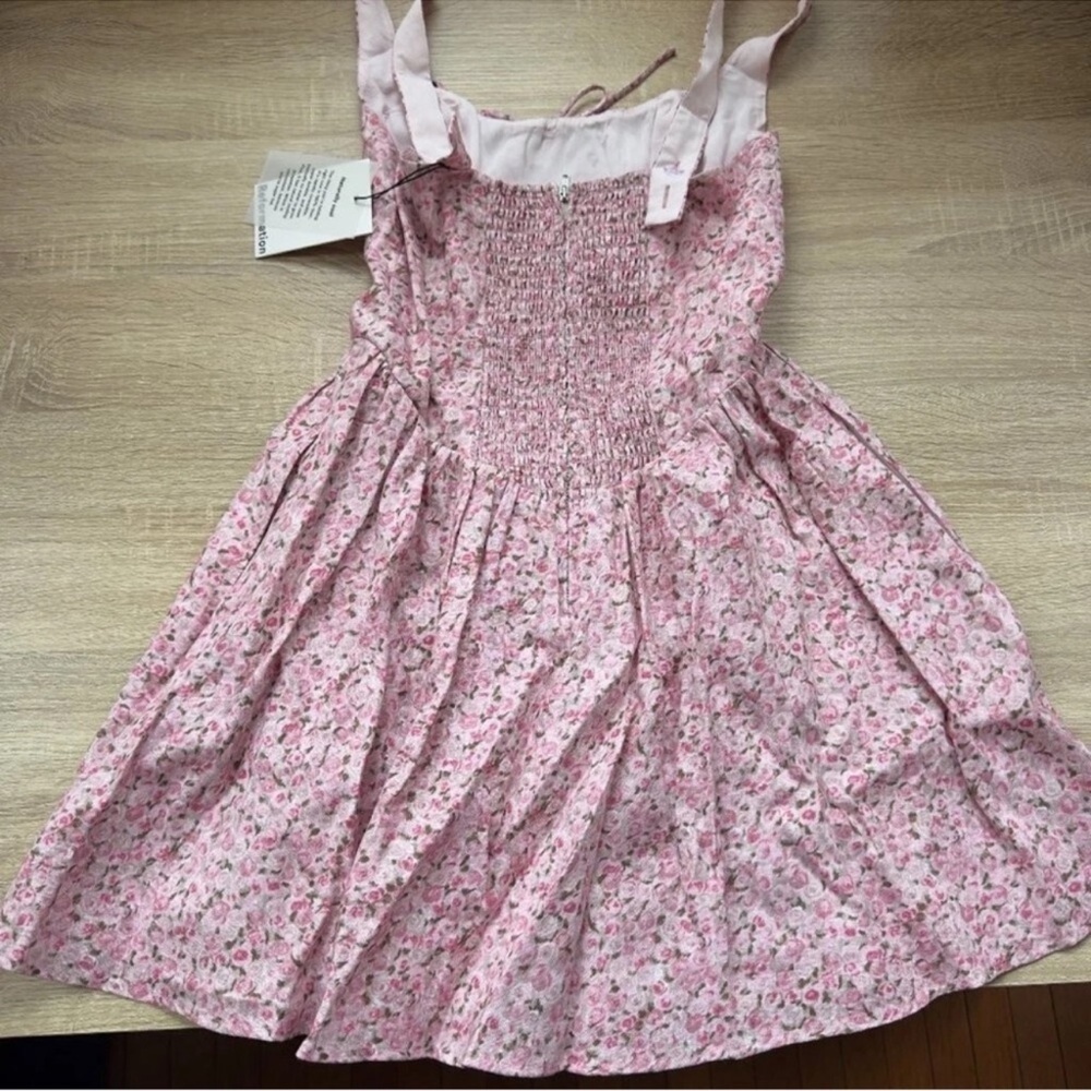NWT Reformation Daria Mini Linen Dress Pink Floral Rosin 4 - Picture 6 of 14